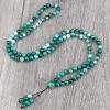 108 Natural Stone Agate Black Onyx Beads Bracelet Necklace Men Necklace Women Malachite,Green Striped view 1