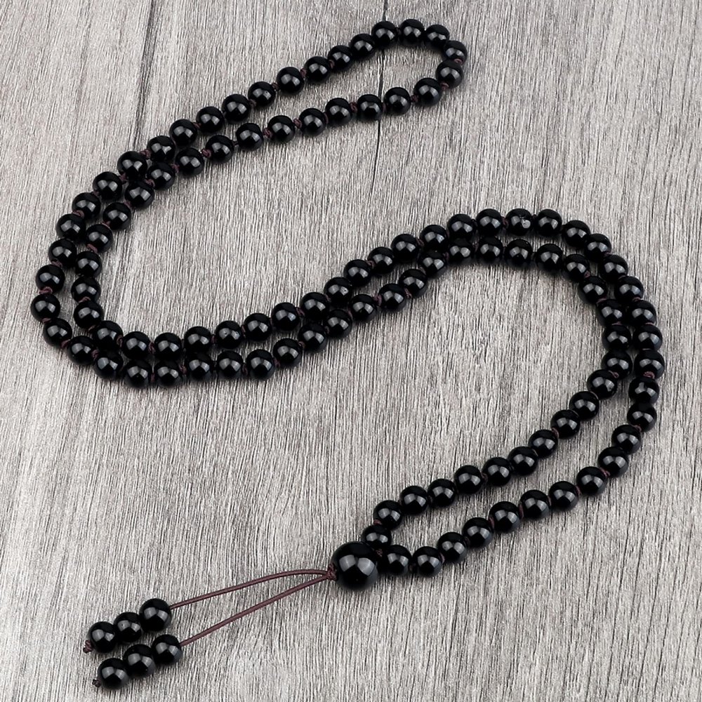108 Natural Stone Agate Black Onyx Beads Bracelet Necklace Men Necklace Women Malachite,Bright Black