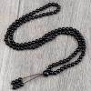 108 Natural Stone Agate Black Onyx Beads Bracelet Necklace Men Necklace Women Malachite,Bright Black view 1