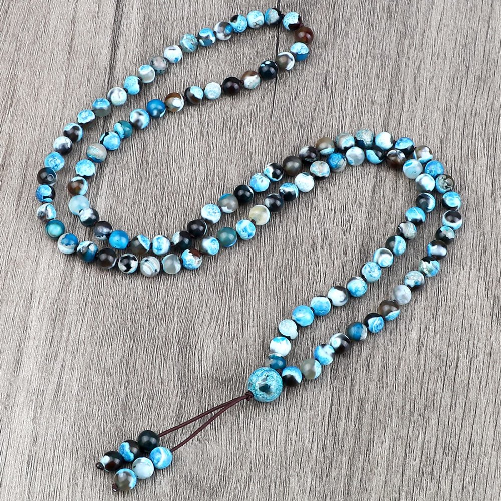 108 Natural Stone Agate Black Onyx Beads Bracelet Necklace Men Necklace Women Malachite,Blue Fire