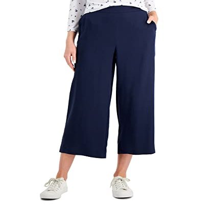 Charter C Women's Cropped Wide-Leg Pants Blue Intrepid XL