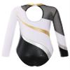 Shinsto Gymnastics Leotards for Girls Long Sleeve Contrast Color Shiny Rhinestone Ballet Dance Leotard White 16 Years view 2