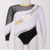 Shinsto Gymnastics Leotards for Girls Long Sleeve Contrast Color Shiny Rhinestone Ballet Dance Leotard White 16 Years view 3