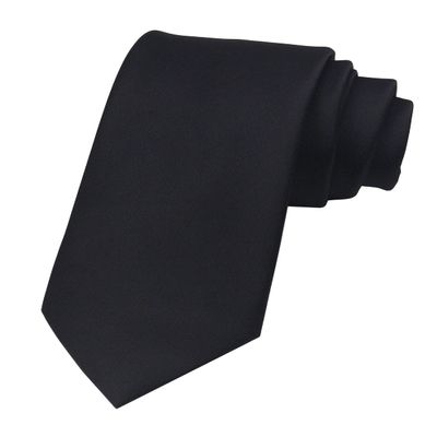 PANTONIGHT Men's Ties Solid Pure Color Plain Formal Black Ties For Men Pure Neck Ties (BLACK 5102)