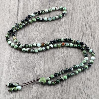 108 Natural Stone Agate Black Onyx Beads Bracelet Necklace Men Necklace Women Malachite,Green Fire