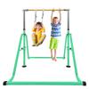 GLANT Gymnastics Bar for Kids with Rings Set, 7 Heights Adjustable Easy Folding Gymnastic Training Bar Kids Monkey Horizontal Bars - Max Load 300LBS (Mint Green) view 1