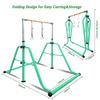 GLANT Gymnastics Bar for Kids with Rings Set, 7 Heights Adjustable Easy Folding Gymnastic Training Bar Kids Monkey Horizontal Bars - Max Load 300LBS (Mint Green) view 3