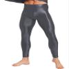 YONGHS Mens Glossy Long Johns Slim Leggings Tights Base Layer Bottom Skinny Pants Thermal Underwear Dark Grey XX-Large view 3