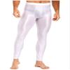YONGHS Mens Glossy Long Johns Slim Leggings Tights Base Layer Bottom Skinny Pants Thermal Underwear White Large view 1