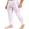 YONGHS Mens Glossy Long Johns Slim Leggings Tights Base Layer Bottom Skinny Pants Thermal Underwear White Large view 3
