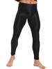 YONGHS Mens Glossy Long Johns Slim Leggings Tights Base Layer Bottom Skinny Pants Thermal Underwear Black X-Large view 1