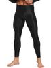 YONGHS Mens Glossy Long Johns Slim Leggings Tights Base Layer Bottom Skinny Pants Thermal Underwear Black X-Large view 3