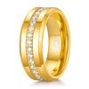 TRUMIUM 8mm Wedding Rings for Men Tungsten Carbide 24K Gold Plated Men's Rings with White Cubic Zirconia Eternity Wedding Band Beveled Edges Comfor Fit Size 9.5 view 1