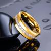 TRUMIUM 8mm Wedding Rings for Men Tungsten Carbide 24K Gold Plated Men's Rings with White Cubic Zirconia Eternity Wedding Band Beveled Edges Comfor Fit Size 9.5 view 2
