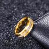 TRUMIUM 8mm Wedding Rings for Men Tungsten Carbide 24K Gold Plated Men's Rings with White Cubic Zirconia Eternity Wedding Band Beveled Edges Comfor Fit Size 9.5 view 3