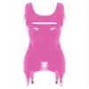 ACSUSS Sexy Womens Bodycon Mini Dresses with Metal Clips Sleeveless Latex Tank Dresses Rave Party Costume Hot Pink 5X-Large view 3
