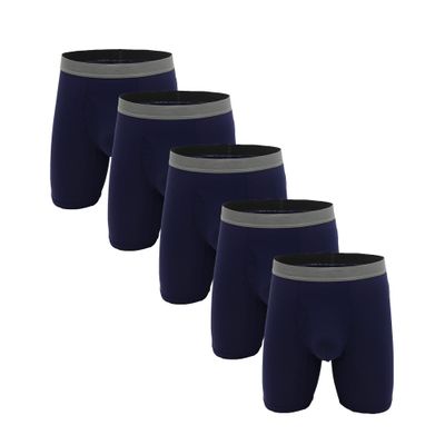 Men'S Longer Length Boxer Briefs Comfortable, Breathable Stretchy Moisture-Wicking Underwear 3 Pack Or 5 Pack (Blue-5PC,XL)