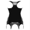Agoky Women's Tank Dress Garter Belt Leather Shirts Top Bodysuit Dress with Metal Clips for Stockings BlackTypeA Small view 2
