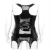 Agoky Women's Tank Dress Garter Belt Leather Shirts Top Bodysuit Dress with Metal Clips for Stockings BlackTypeA Small view 4