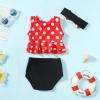 Magic Park 0M-3T Infant Girl Bikini Set Baby Vest Bathing Suit Toddler Girls 3 Piece Swimwear Beach Outfits with Headband (6-12 Months, Red Dot Black) view 2