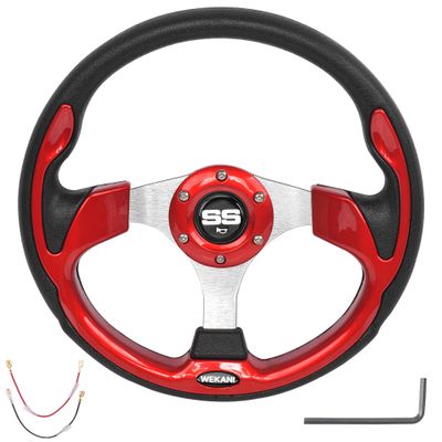 WEKANI Golf Cart Steering wheel for EZGO YAMAHA and Club Car Precedent Most Golf carts Red