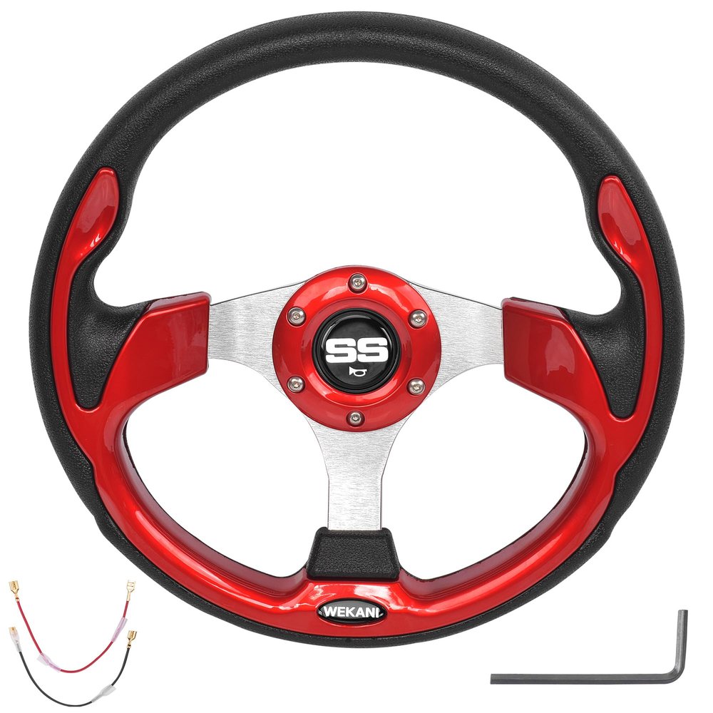 WEKANI Golf Cart Steering wheel for EZGO YAMAHA and Club Car Precedent Most Golf carts Red
