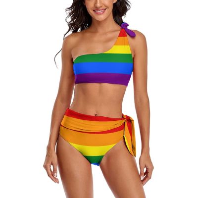 Summer Fashion Gay Pride-LGBT-Rainbow-Flag Bikini Swimming Costume for Women Sexy Swimwear Bathing Suit M