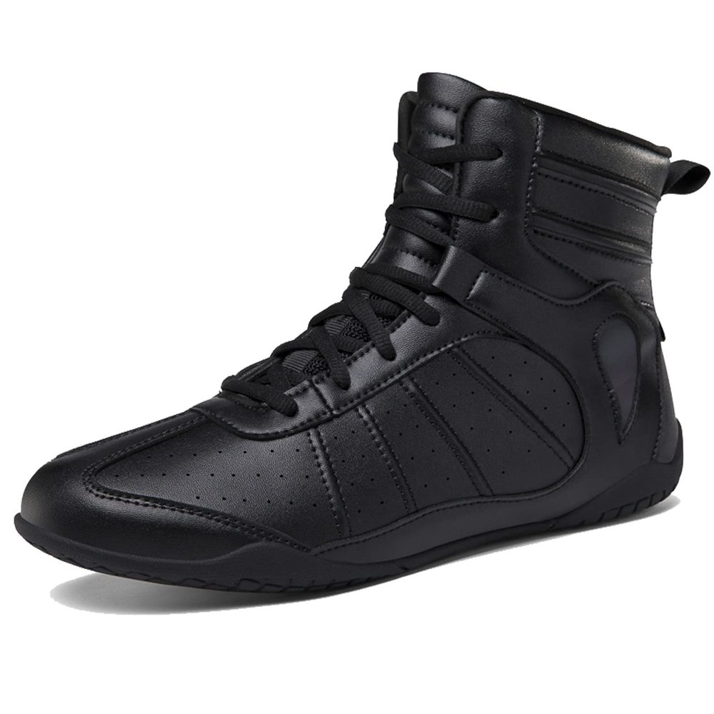 Zivopah Wrestling Shoes for Men Lightweight Breathable Training Shoe Leather Boxing Shoes for Adults Black