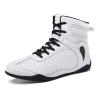 Zivopah Wrestling Shoes for Men Lightweight Breathable Training Shoe Leather Boxing Shoes for Adults White view 1