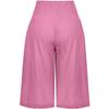 ebossy Women's Smocked High Waist Cotton Linen Wide Leg Capri Pants with Pockets (XL, Pink) view 2