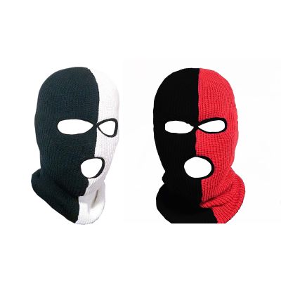 aoozleny 3-Hole Two Color Knitted Hats Ski Mask Balaclava, Full Face Mask Winter Outdoor Sports, 2 Pack