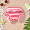 HINTINA 3 Month Infant Baby Girl Long Sleeve American Flag 2 Piece Memorial Day Swimsuit 4th Fourth of July Bathing Suit July 4th Independence Day Swimwear Beach Wear with Hat 3-6 Months view 3