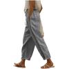 Akivide Womens Loose Linen Pants Summer High Elastic Waist Drawstring Comfy Beach Linen Capri Pant with Pockets view 1