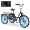 MOPHOTO Electric Tricycles for Adults, 3 Wheel E-Bike with 350W700W Motor, Folding or Cruiser Frame, Multiple Speeds and Tire Sizes view 1