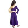iiniim Kids Girls Shiny Metallic Ballet Praise Dance Dress Long Sleeve Color Block Lyrical Worship Church Robe Dancewear Purple 14 Years view 2