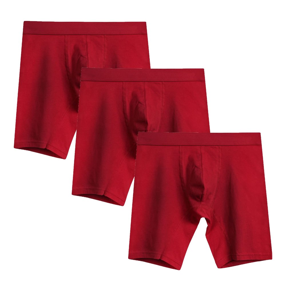 5 Pack Men'S Breathable Boxer Briefs Multipack Cotton Classics Underwear Moisture-Wicking Boxer Brief For Men (Red-3PC,L)