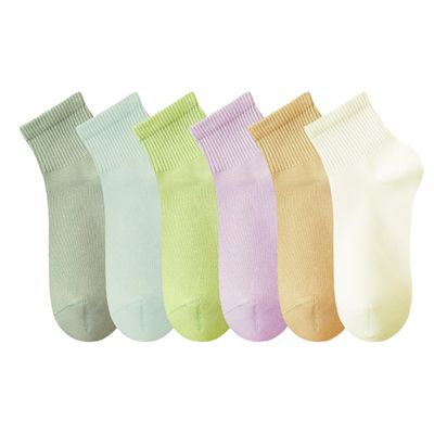 MAGIARTE Womens Mini Crew Ankle Socks Pure Cotton Athletic Casual Mutil Color Socks for Women 6-Pack (Mini Crew #06)
