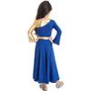 iiniim Kids Girls Shiny Metallic Ballet Praise Dance Dress Long Sleeve Color Block Lyrical Worship Church Robe Dancewear Royal Blue 10 Years view 2