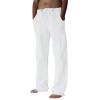 GOKKILRW Mens Casual Linen Pants Loose Fit Straight-Leg Elastic Drawstring Waist Summer Beach Yoga Long Trousers with Pockets(White,X-Large) view 1