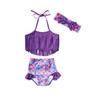 LYSMuch Toddler Baby Girl Swimsuit 2-Piece Bikini Swimsuit Tassel Lacing18-24 Months Pink Purple view 1