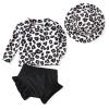 3 Month Infant Baby Girl Long Sleeve 2 Piece Leopard Swimsuit Cheetah Bathing Suit Swimwear Beach Wear with Hat 3-6 Months view 1