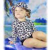 3 Month Infant Baby Girl Long Sleeve 2 Piece Leopard Swimsuit Cheetah Bathing Suit Swimwear Beach Wear with Hat 3-6 Months view 2