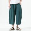 GOKKILRW Mens Harem Capri Pants Summer Lightweight Loose 3/4 Shorts Drawstring Elastic Waist Casual Beach Yoga Trousers(Green,4X-Large) view 2