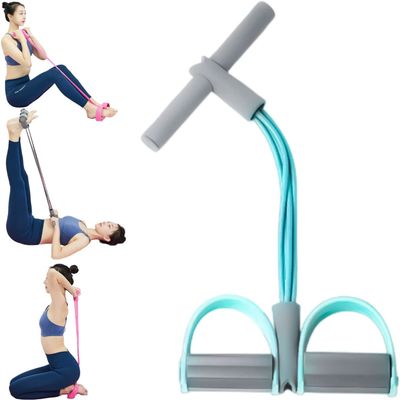 21 Fitness Resistance Bands - 4 Tube Pedal Ankle Puller, Yoga Handle Bands Exerciser Multifunction Trainer Tension Rope for Body, Abdomen, Waist, Arm, Tummy Exercise Stretching Training ( Color : Gray