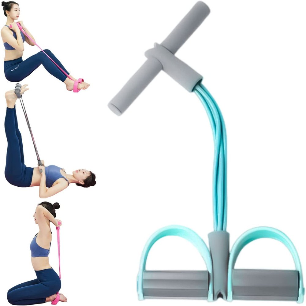 21 Fitness Resistance Bands - 4 Tube Pedal Ankle Puller, Yoga Handle Bands Exerciser Multifunction Trainer Tension Rope for Body, Abdomen, Waist, Arm, Tummy Exercise Stretching Training ( Color : Gray
