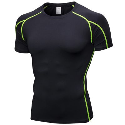 B Green Compression Shirts Men Short Sleeve Workout Gym T-Shirt Running Tops Cool Dry Sports Base Layer Undershirts