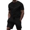 GOKKILRW Mens Sweat Short Sets 2 Piece Summer Outfits Fashion Short Sleeve Workout T-Shirts and Sport Shorts Casual Tracksuit(Black,Medium) view 1
