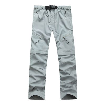 Men's Hiking Pants Convertible Quick Dry Lightweight Elastic Long Pant Zip-Off Outdoor Travel Camping Fishing Pant Gray