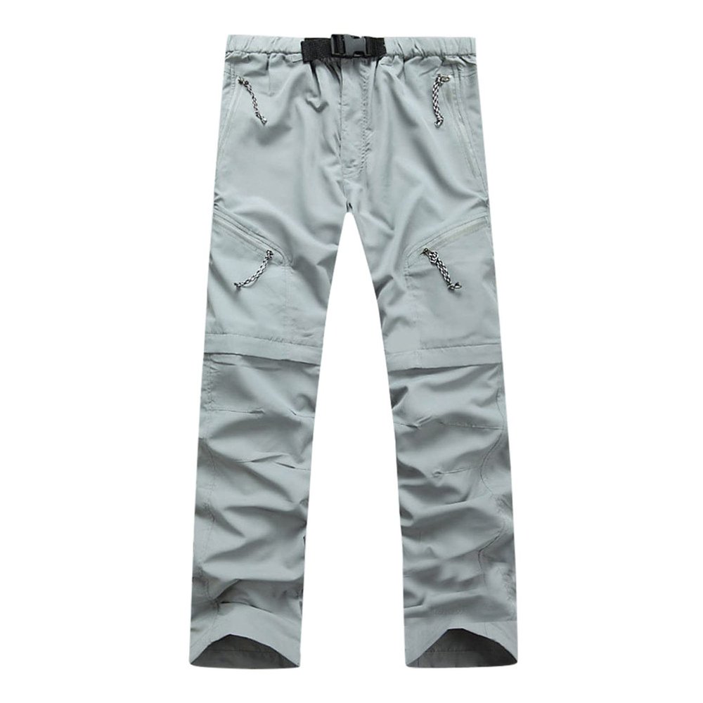 Men's Hiking Pants Convertible Quick Dry Lightweight Elastic Long Pant Zip-Off Outdoor Travel Camping Fishing Pant Gray