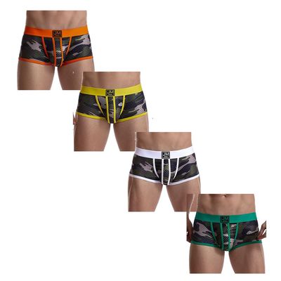 JOCKMAIL 4PCS/Pack Men's Boxer Briefs Mens Underwear Boxer Briefs with Men's Boxer Shorts Camouflage Underwear (as1, alpha, xx_l, regular, regular, White+Yellow+Green+Orange)